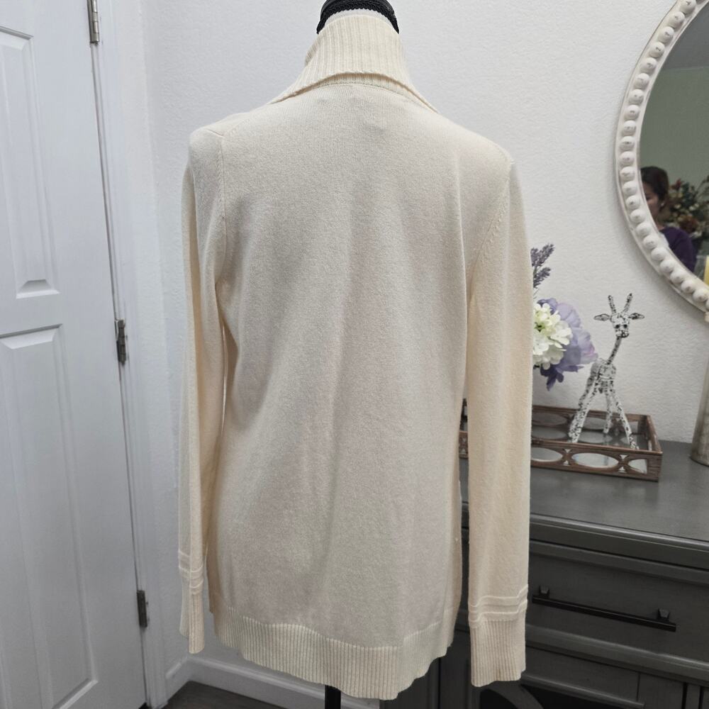 Women's Cream Wool Cashmere Shawl Collar Cardigan Sweater S Luxe Cozy Soft Girl - Picture 7 of 8